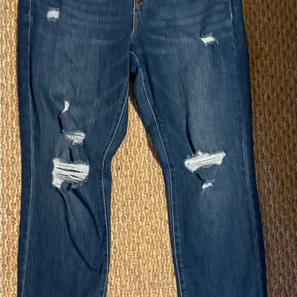 Old Navy Dark Blue Distressed Skinny Jeans - Picture 2 of 4